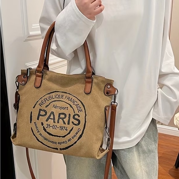 Brown Paris Print Crossbody/Shoulder Bag - Picture 10 of 11